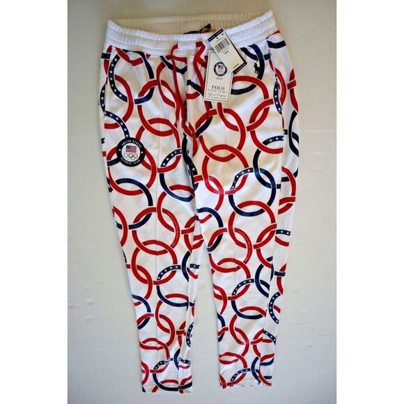 Polo Ralph Lauren Men's Sz M White 2022 USA Olympic Team Fleece Joggers - Picture 1 of 10